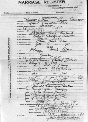 Aimie Esther Fleury marriage to Ronald Cameron Watson