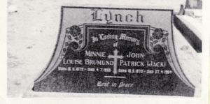 Headstone Jack Lynch and Minnie Yelling
