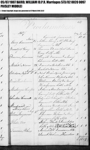 Baird/Hutchieson marriage record