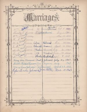 Burrows Family Bible Marriages page