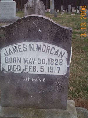 James Nathan Morgan headstone 1828 to 1917 Saint Matthews Lutheran Church Cemetery Salisbury Rowan North Carolina. Source Find A Grave.