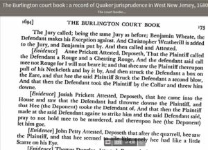 Court case involving Josiah and Anne Prickett