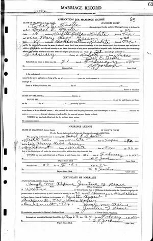marriage record for Carl & Bess (Green) Foster