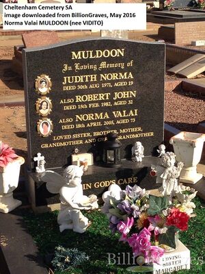 MULDOON Judith Norma, Robert John & Norma Valai - grave - Cheltenham Cemetery SA - 2014
