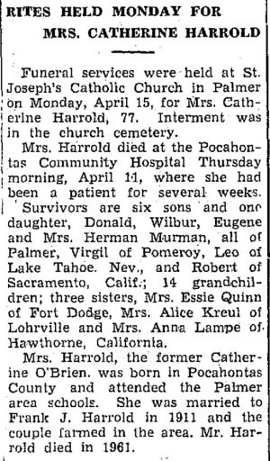 Obituary for Catherine (O'Brien) Harrold