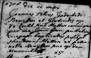 Baptism registration Joannis Beuijssen, Horst, 11 May 1708