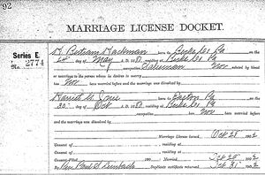H Bertram Hackman and Harriet G Jones marriage certificate
