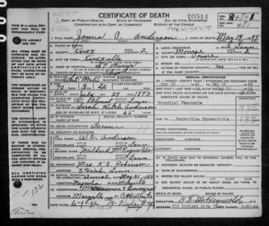 James C. Anderson death certificate