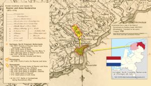 Map of the Travels and Locations of Reynier Vanderslice