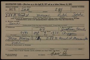 Samuel's Draft Registration WW11.
