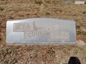 Headstone for Oliver Addison Goodman and wife Ethel Vaye Jones Goodman