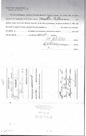 Martha Patterson Widow's Application for Pension page 2.