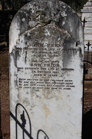 Headstone of John and Ann Prior