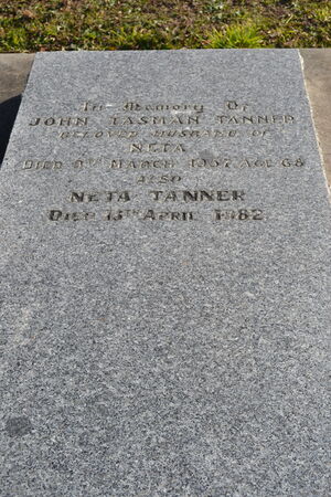 Gravestone: John Tasman and Neta Tanner