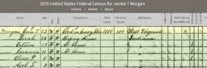 1870 Census Image for James Morgan household