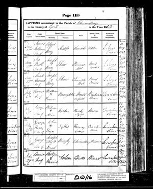 Annie Jackson Baptism Record