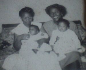 Wilma with Cheryl and Arletha with Melba, 1957