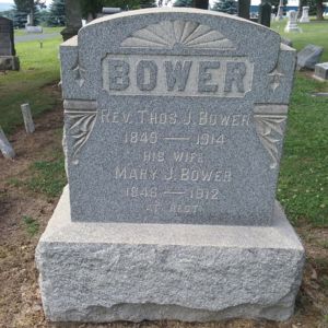 Rev Thomas and Mary J Bower gravestone
