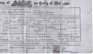 Marriage Certificate (RHS) between Alfred Samuel BUNN and Julia Sophia HITCHCOCK