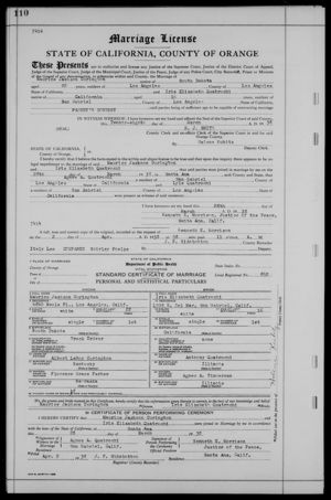 Curington/Quattrochi Marriage Document 1938