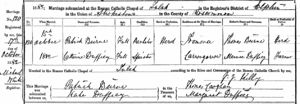 Marriage Certificate - Patrick & Catherine (Dufficy) Beirne