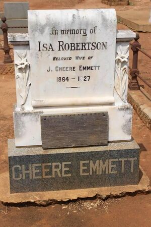 Headstone of Joseph James Cheere and Isabel (Robertson) Emmett