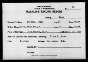 Marriage record of Jesse Darnell and Lena Sisco