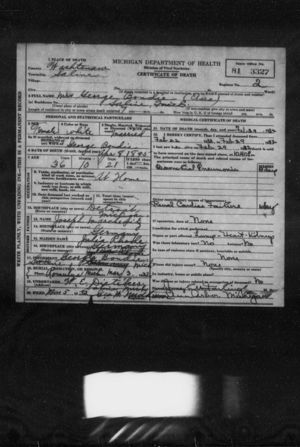 Clara Bondie Death Certificate