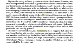 Mathew Herniman Will 1710 Haverfordwest