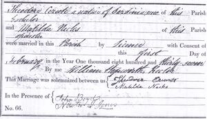 Marriage Certificate of Theodore B. Ceruti and Matilda Necks