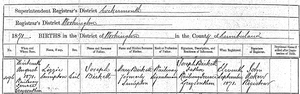 Birth registration for Lizzie Sumpton Birkett