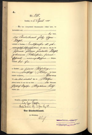 Birth Record of Elisabeth Auguste Magdalene Ruth Hager