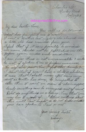 Letter from Daisy to Tom, mentioning Fred Tee
