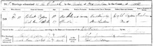 Robert Dyson & Sarah Jane Rockett Marriage Certificate