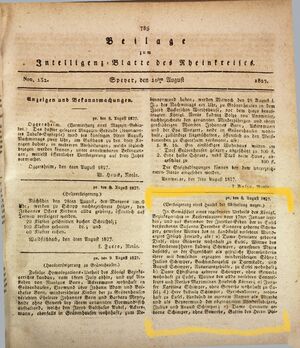 Seite 785 aus Intelligenzblatt des Rheinkreises, Band 10, 1827