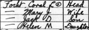 Coral L Focht household, 1940 US census