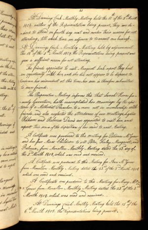 Dunnings Creek Monthly Meeting; Minutes 1795-1861; pg. 21