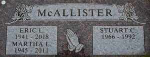 Eric, Martha, and Stuart McAllister's shared grave marker