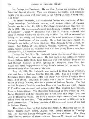 Sarah Ann Franklin in History of Jackson County, Missouri page 554
